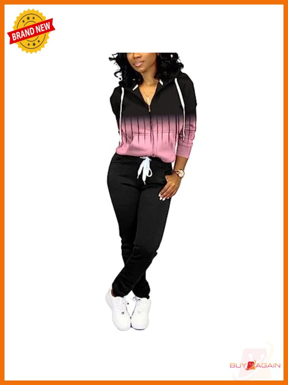 Two Piece Outfit Womens Zip Hoodie Jogger Tracksuit Set